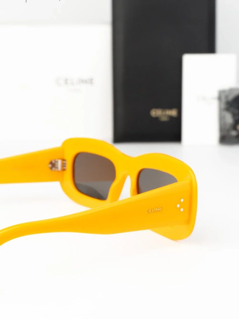 Celine Men Sunglasses Glossy Orange Grey Rectangle CL40294I 42A NEW AUTHENTIC